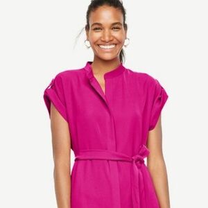 Ann Taylor Belted Short Sleeve Shirt dress, Size Small